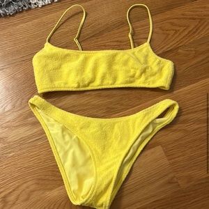 triangl yellow mica terry cloth bikini